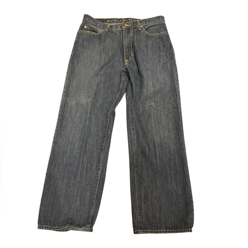 Nautica Jeans Mens 34x30 Blue Medium Wash Cotton Loose Fit Baggy Denim Vintage